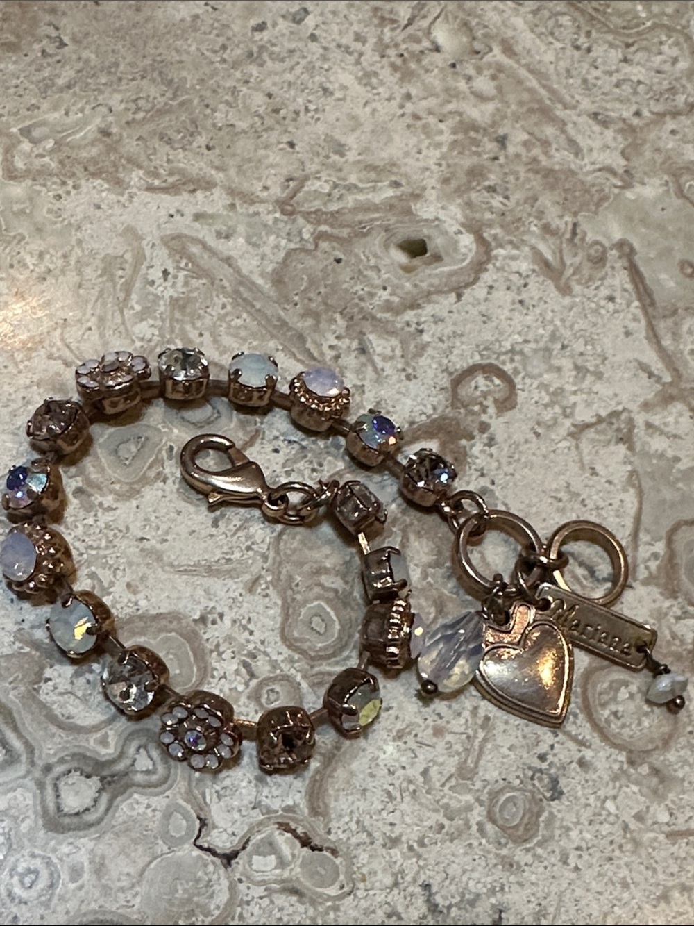 Mariana Rose Gold Crystal Bracelet with Iridescent and Clear Stones